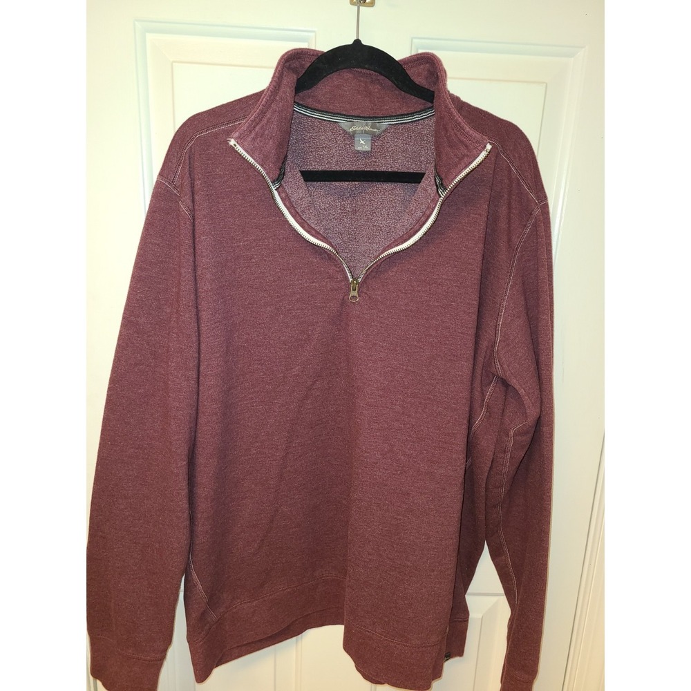 Eddie Bauer Mens 1/4 Zip Long Sleeve‎ Mock Neck Pullover Mauve Sweatshirt Sz TXL